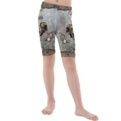 Awesome Mechanical Skull Kids  Mid Length Swim Shorts by FantasyWorld7