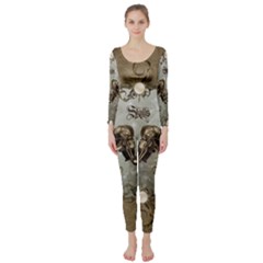 Awesome Mechanical Skull Long Sleeve Catsuit by FantasyWorld7