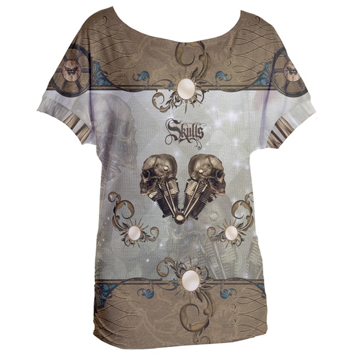 Awesome Mechanical Skull Women s Oversized Tee