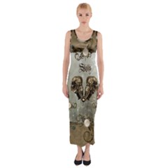 Awesome Mechanical Skull Fitted Maxi Dress by FantasyWorld7