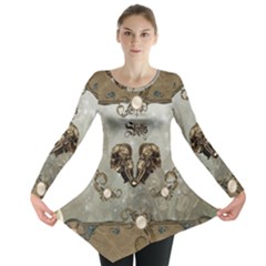 Awesome Mechanical Skull Long Sleeve Tunic  by FantasyWorld7