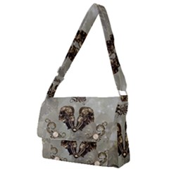 Awesome Mechanical Skull Full Print Messenger Bag by FantasyWorld7