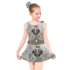 Awesome Mechanical Skull Kids  Skater Dress Swimsuit by FantasyWorld7