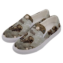 Awesome Mechanical Skull Men s Canvas Slip Ons by FantasyWorld7