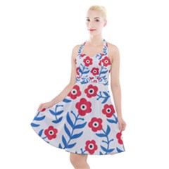 Motif Halter Party Swing Dress 