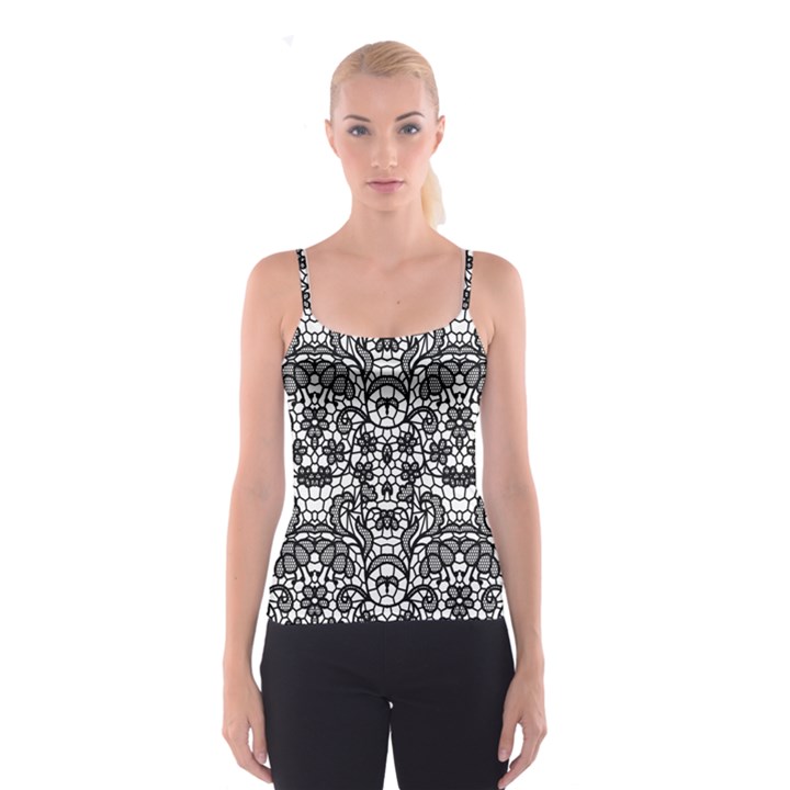 Lace Seamless Pattern With Flowers Spaghetti Strap Top