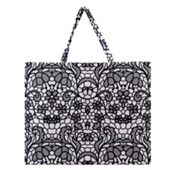 Lace Seamless Pattern With Flowers Zipper Large Tote Bag by Sobalvarro