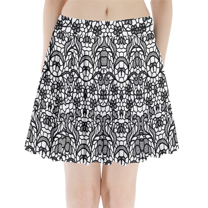 Lace Seamless Pattern With Flowers Pleated Mini Skirt