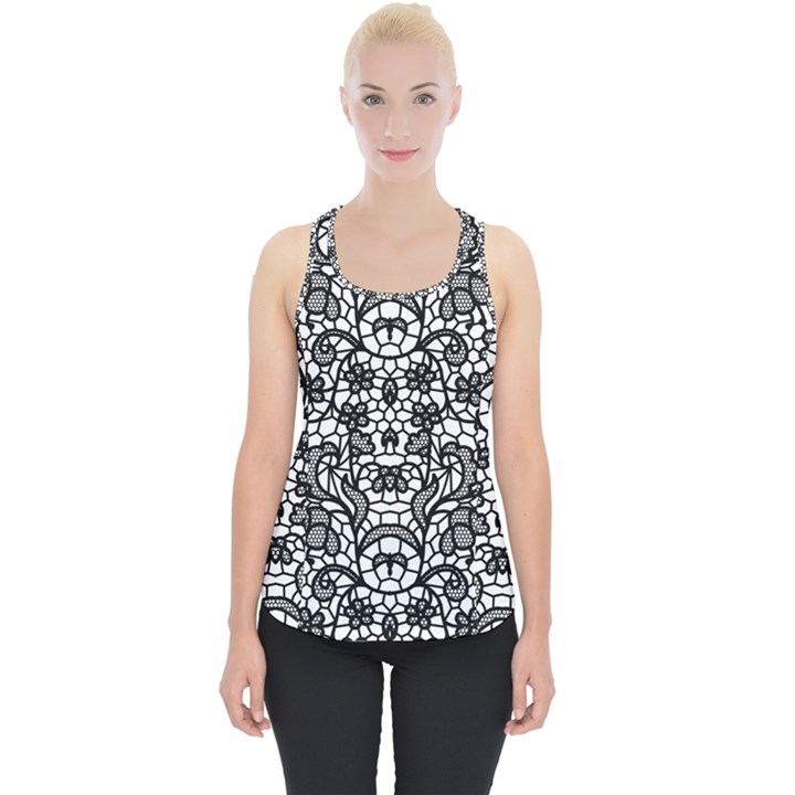 Lace Seamless Pattern With Flowers Piece Up Tank Top