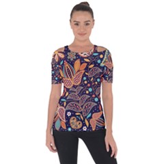 Paisley Shoulder Cut Out Short Sleeve Top by Sobalvarro