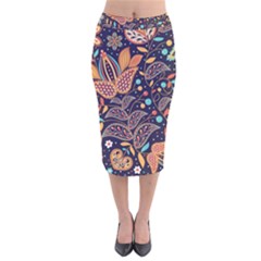 Paisley Velvet Midi Pencil Skirt by Sobalvarro