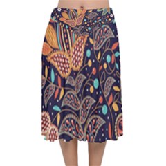 Paisley Velvet Flared Midi Skirt by Sobalvarro