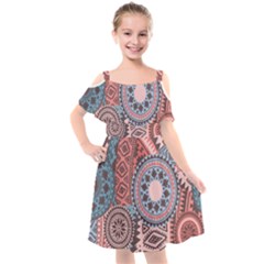 Print Kids  Cut Out Shoulders Chiffon Dress