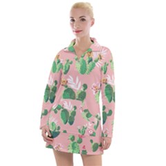 Vintage Plant Seamless Pattern Vectors 06 Women s Long Sleeve Casual Dress