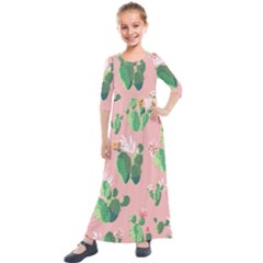 Vintage Plant Seamless Pattern Vectors 06 Kids  Quarter Sleeve Maxi Dress