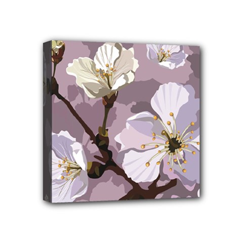 Peach Blossom Seamless Pattern Vector Mini Canvas 4  X 4  (stretched) by Sobalvarro