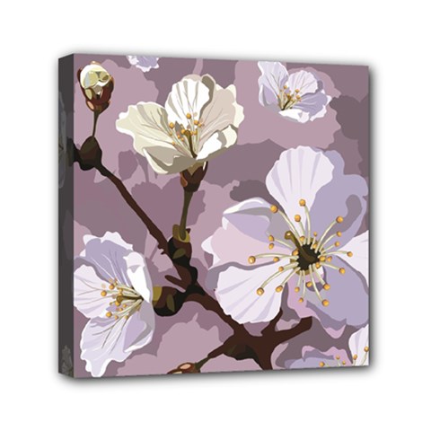 Peach Blossom Seamless Pattern Vector Mini Canvas 6  X 6  (stretched) by Sobalvarro