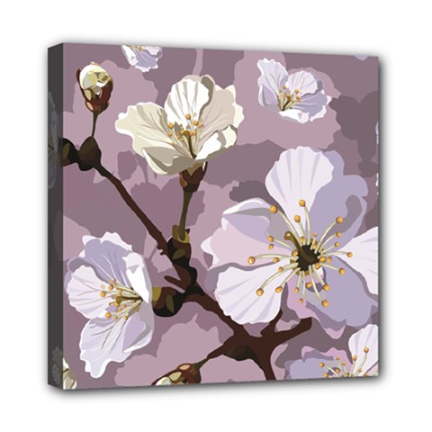 Peach Blossom Seamless Pattern Vector Mini Canvas 8  X 8  (stretched) by Sobalvarro