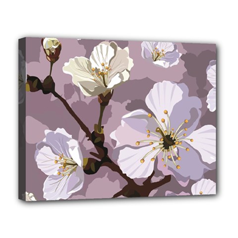 Peach Blossom Seamless Pattern Vector Canvas 14  X 11  (stretched) by Sobalvarro