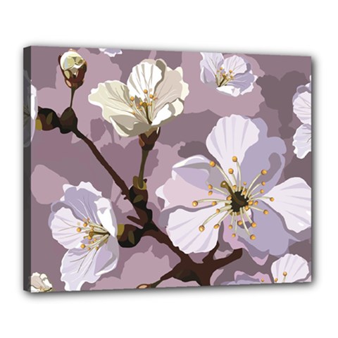 Peach Blossom Seamless Pattern Vector Canvas 20  X 16  (stretched) by Sobalvarro