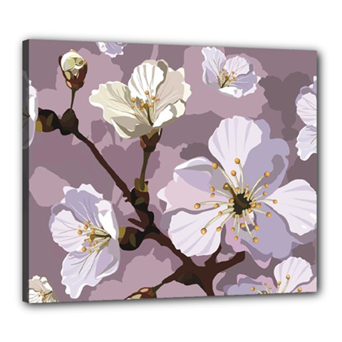 Peach Blossom Seamless Pattern Vector Canvas 24  X 20  (stretched) by Sobalvarro