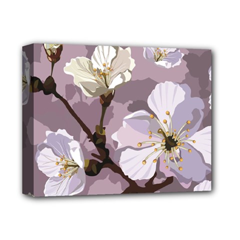 Peach Blossom Seamless Pattern Vector Deluxe Canvas 14  X 11  (stretched) by Sobalvarro