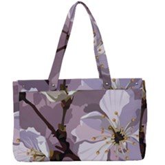 Peach Blossom Seamless Pattern Vector Canvas Work Bag