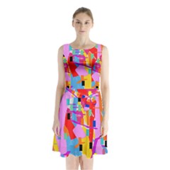 Confetti Nights 2a Sleeveless Waist Tie Chiffon Dress