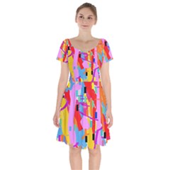 Confetti Nights 2a Short Sleeve Bardot Dress by impacteesstreetweartwo