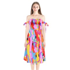 Confetti Nights 2a Shoulder Tie Bardot Midi Dress by impacteesstreetweartwo