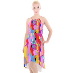 Confetti Nights 2a High-low Halter Chiffon Dress 