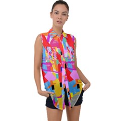 Confetti Nights 2a Sleeveless Chiffon Button Shirt