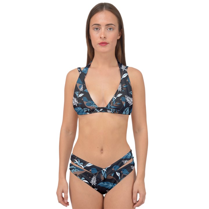 Birds In The Nature Double Strap Halter Bikini Set