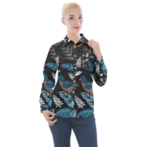 Birds In The Nature Women s Long Sleeve Pocket Shirt by Sobalvarro