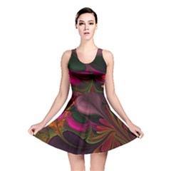 Fractal Abstract Colorful Floral Reversible Skater Dress