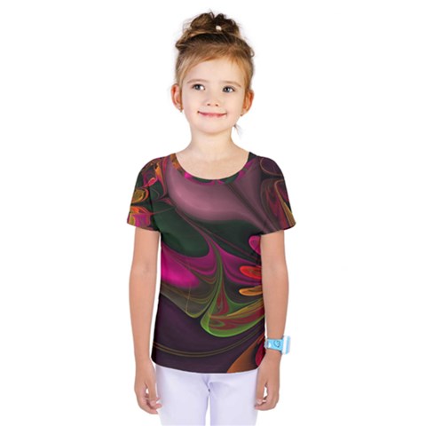 Fractal Abstract Colorful Floral Kids  One Piece Tee by Pakrebo