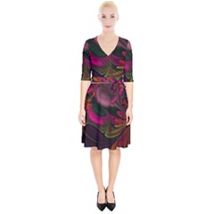 Fractal Abstract Colorful Floral Wrap Up Cocktail Dress