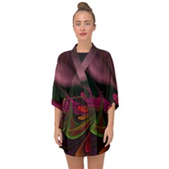 Fractal Abstract Colorful Floral Half Sleeve Chiffon Kimono by Pakrebo