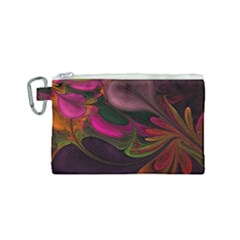 Fractal Abstract Colorful Floral Canvas Cosmetic Bag (small)