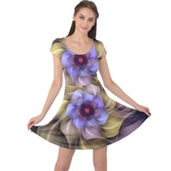 Fractal Flower Petals Colorful Cap Sleeve Dress by Pakrebo