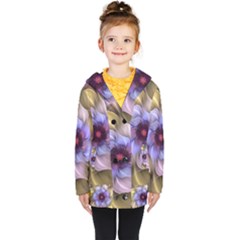 Fractal Flower Petals Colorful Kids  Double Breasted Button Coat