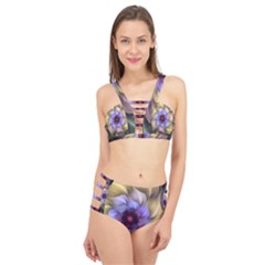 Fractal Flower Petals Colorful Cage Up Bikini Set by Pakrebo