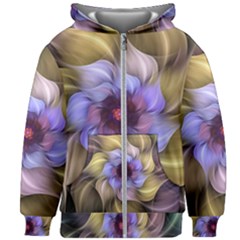 Fractal Flower Petals Colorful Kids  Zipper Hoodie Without Drawstring by Pakrebo