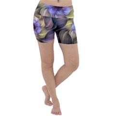 Fractal Flower Petals Colorful Lightweight Velour Yoga Shorts by Pakrebo