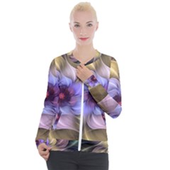 Fractal Flower Petals Colorful Casual Zip Up Jacket