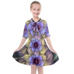 Fractal Flower Petals Colorful Kids  All Frills Chiffon Dress