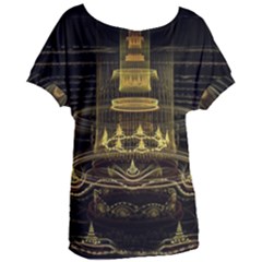 Fractal City Geometry Lights Night Women s Oversized Tee by Pakrebo