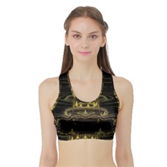 Fractal City Geometry Lights Night Sports Bra With Border by Pakrebo