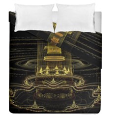 Fractal City Geometry Lights Night Duvet Cover Double Side (queen Size) by Pakrebo