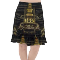 Fractal City Geometry Lights Night Fishtail Chiffon Skirt